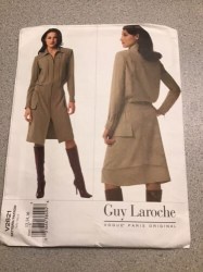 2821 VOGUE GUY LAROCHE LONG SAFARI BLOUSON ZIP DRESS PATTERN 6-22 3 SIZES Choice Uncut